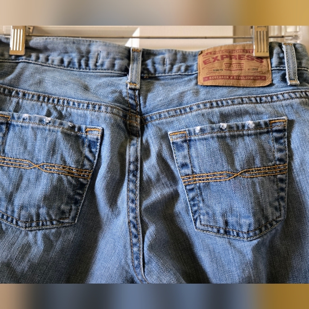 Express Womens Light Blue Flare Percision Fit Jean Y2k Vintage Size 4 Sarula - Picture 4 of 5